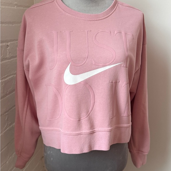 Nike Tops - Nike Dri-Fit Women's Cropped Soft Pink Just Do It Sweatshirt